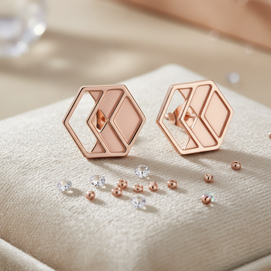 Rose Gold Chevron Stud Earrings