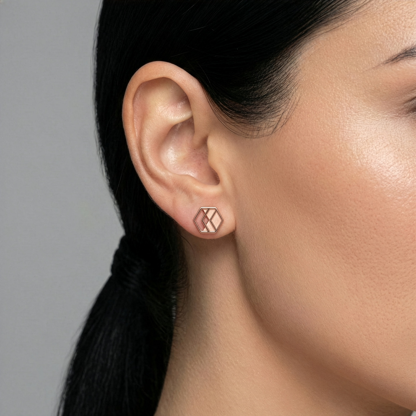 Rose Gold Chevron Stud Earrings