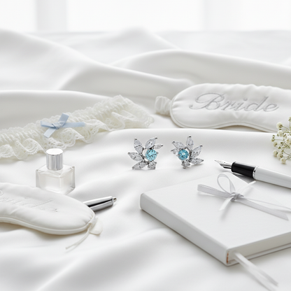 Aquamarine CZ Bridal Earrings in Sterling Silver