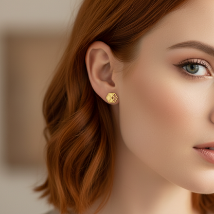Gold Chevron Stud Earrings