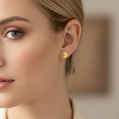 Gold Chevron Stud Earrings