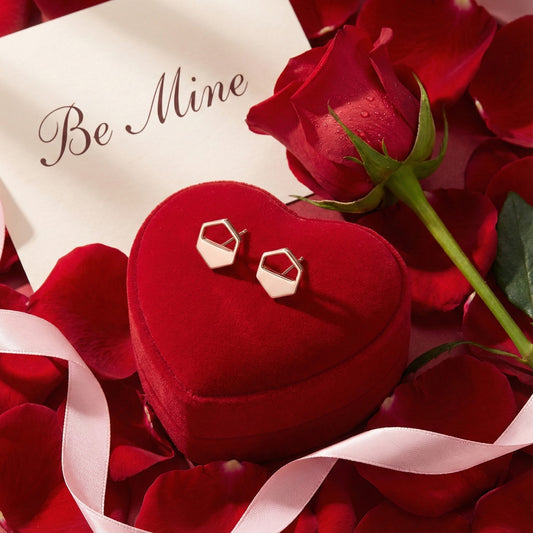 Rose Gold Hexagon Cutout Earrings