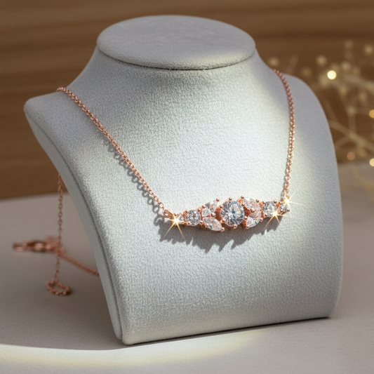 Rose Gold Crystal Bar Necklace