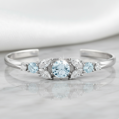 Silver Cuff Crystal Marquise Bracelet