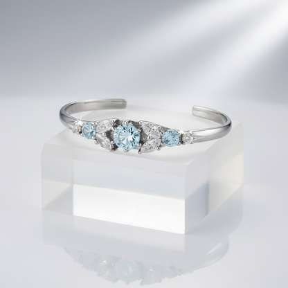 Silver Cuff Crystal Marquise Bracelet