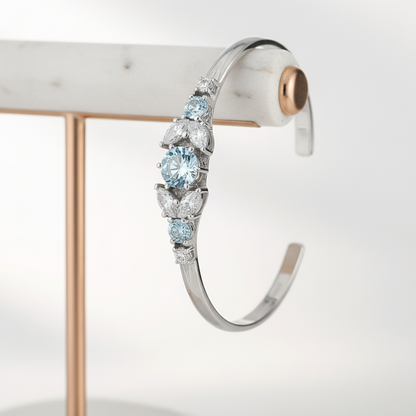 Silver Cuff Crystal Marquise Bracelet