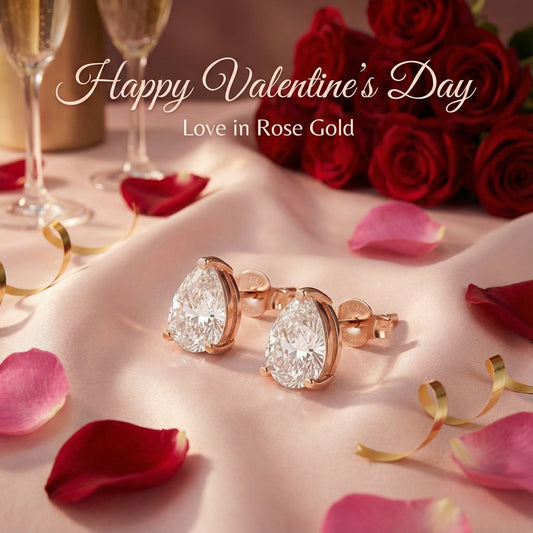 Rose Gold Pear Shaped Crystal Earrings