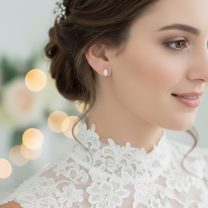 Rose Gold Pear Shaped Crystal Earrings