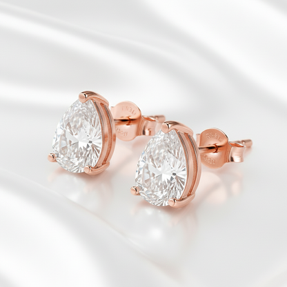 Rose Gold Pear Shaped Crystal Earrings