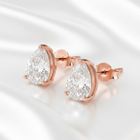 Rose Gold Pear Shaped Crystal Earrings