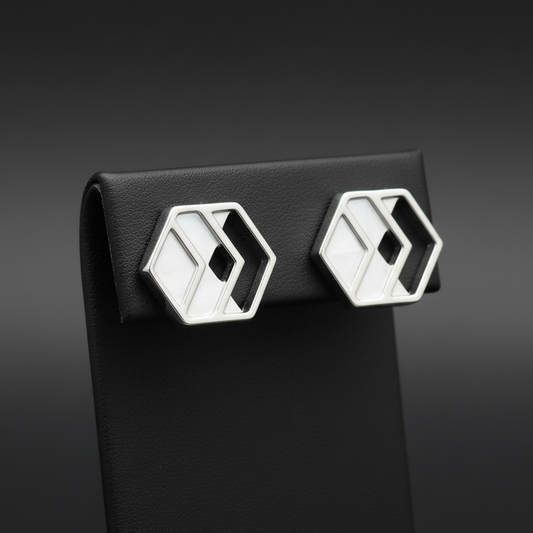 Silver Chevron Stud Earrings