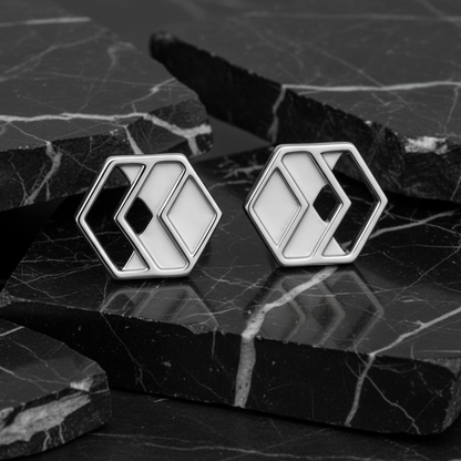 Silver Chevron Stud Earrings