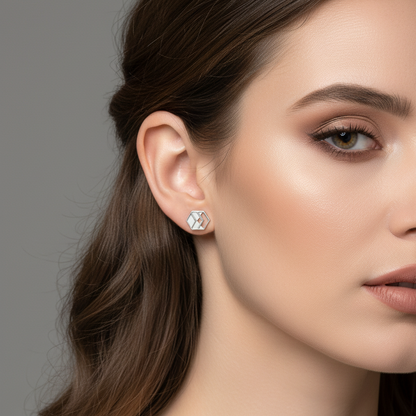 Silver Chevron Stud Earrings