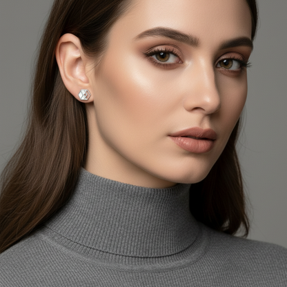 Silver Chevron Stud Earrings