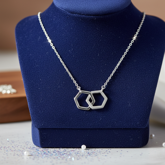 Silver Interlocking Hex Necklace