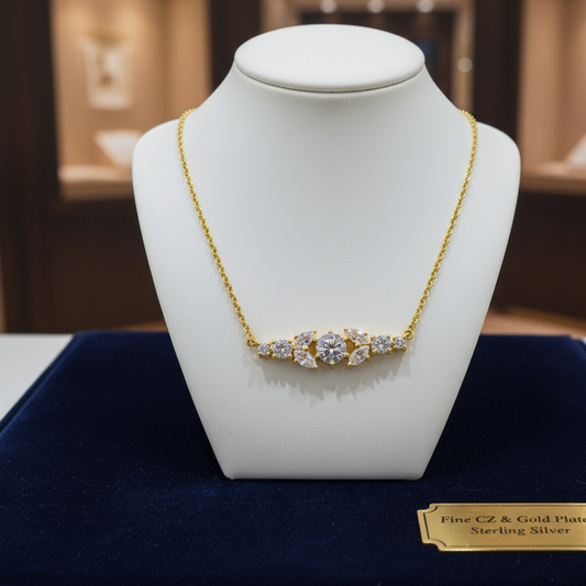 Gold Crystal Bar Necklace