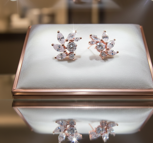 Rose Gold CZ Bridal Earrings