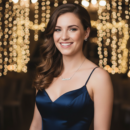 Silver Marquise Crystal Bar Necklace