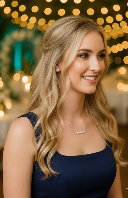 Silver Marquise Crystal Bar Necklace