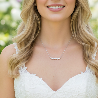 Silver Marquise Crystal Bar Necklace