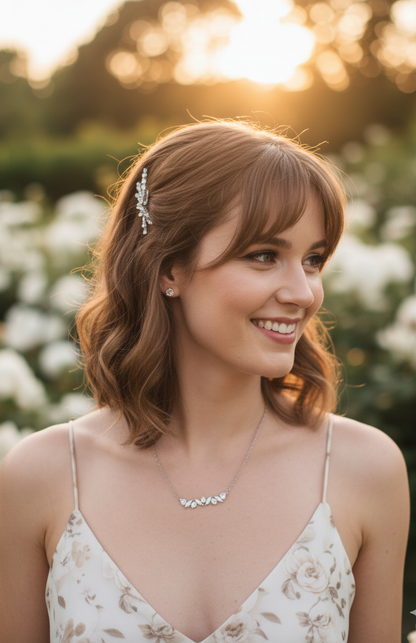 Silver Marquise Crystal Bar Necklace