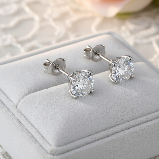 Silver Minimalist CZ Earrings