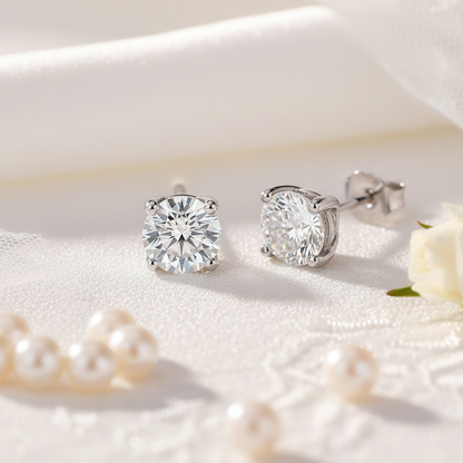 Silver Minimalist CZ Earrings