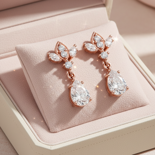 Rose Gold Antique Chandelier CZ Drop Earrings
