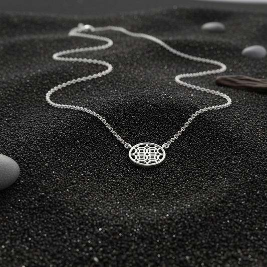 Silver Round Lace Filigree Necklace