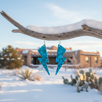 Lightning Bolt Blue Turquoise Gibbsite Earrings