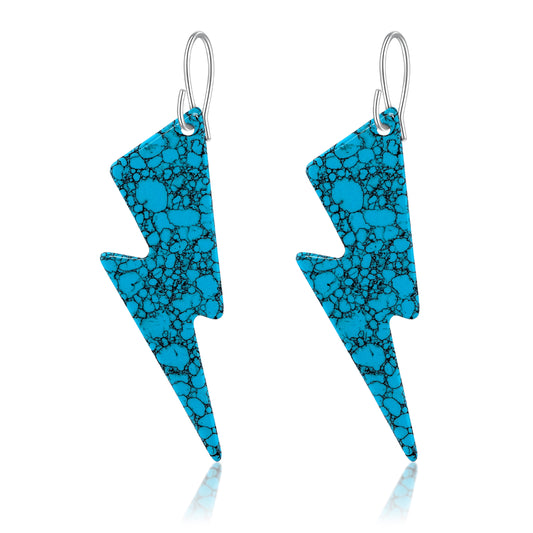 Lightning Bolt Blue Turquoise Gibbsite Earrings