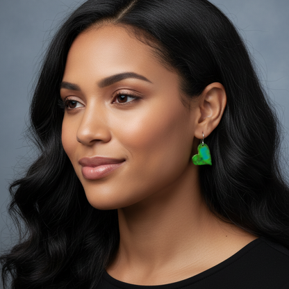 Green Turquoise Gibbsite Heart Earrings