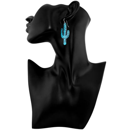 Turquoise Gibbsite Cactus Earrings
