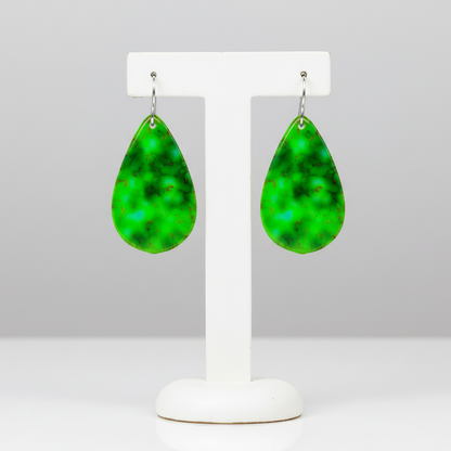 Green Turquoise Gibbsite Tear Drop Earrings Large
