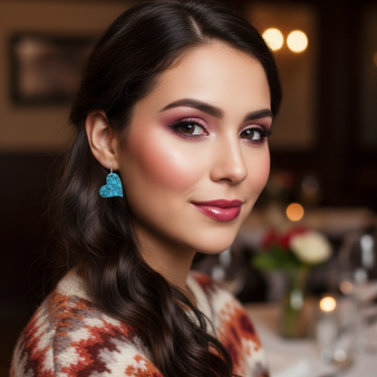 Blue Turquoise Gibbsite Heart Drop Earrings