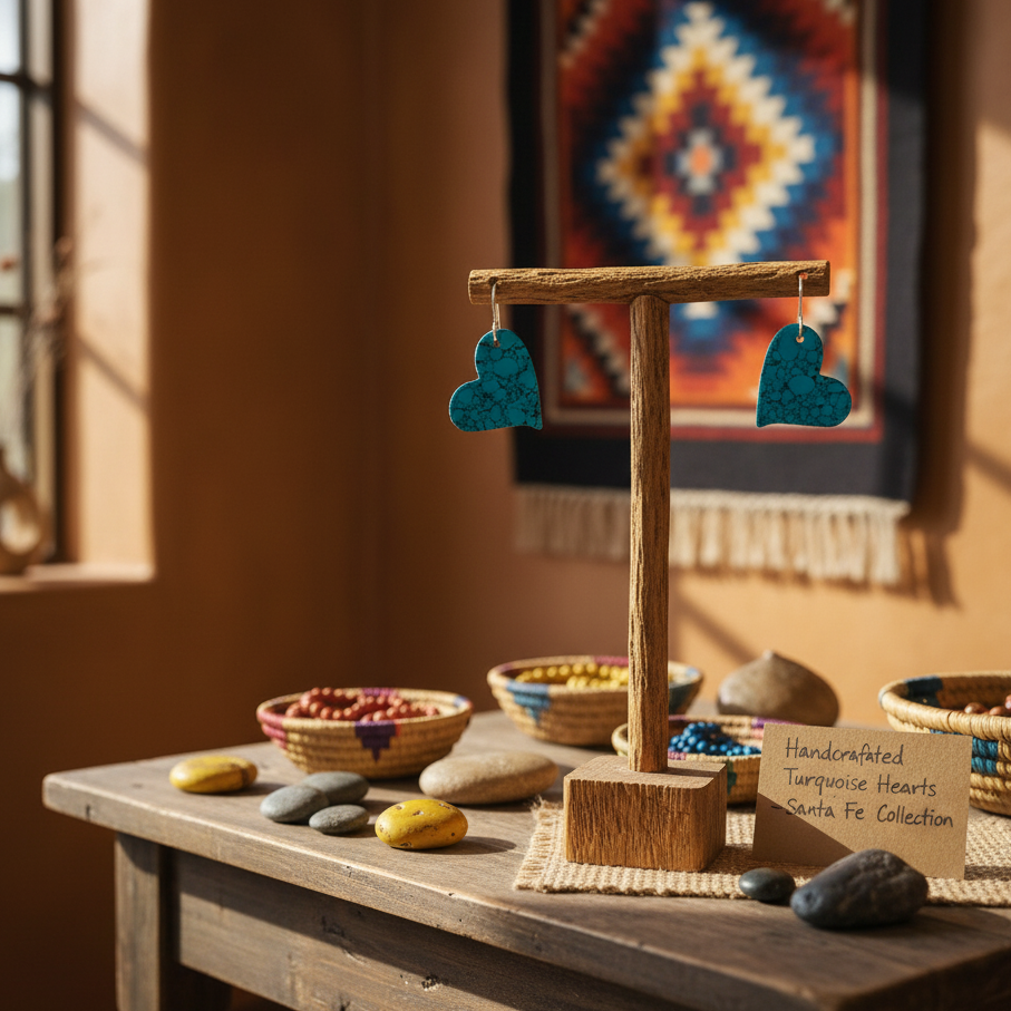 Blue Turquoise Gibbsite Heart Drop Earrings