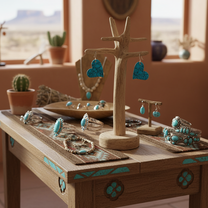 Blue Turquoise Gibbsite Heart Drop Earrings