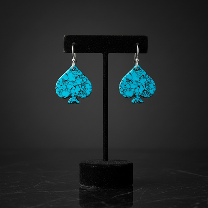 Blue Turquoise Gibbsite Spade Earrings