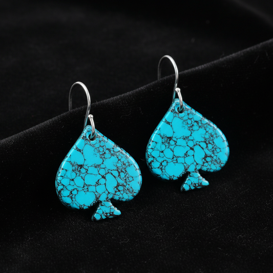 Blue Turquoise Gibbsite Spade Earrings
