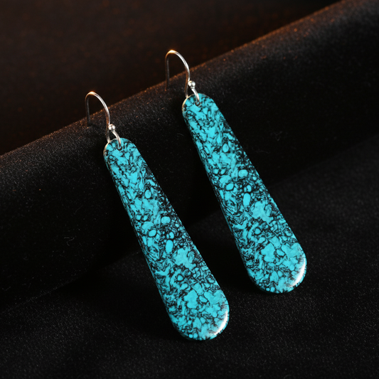Turquoise Gibbsite Long Tear Drop Earrings
