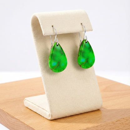 Green Turquoise Tear Drop Earrings Medium