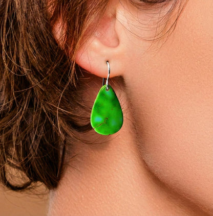 Green Turquoise Tear Drop Earrings Medium
