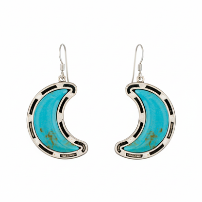 Sterling Silver Turquoise Moon Earrings