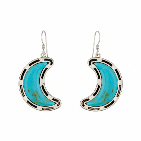 Sterling Silver Turquoise Moon Earrings