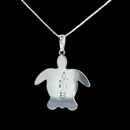 Sterling Silver Turquoise Turtle Pendant Necklace