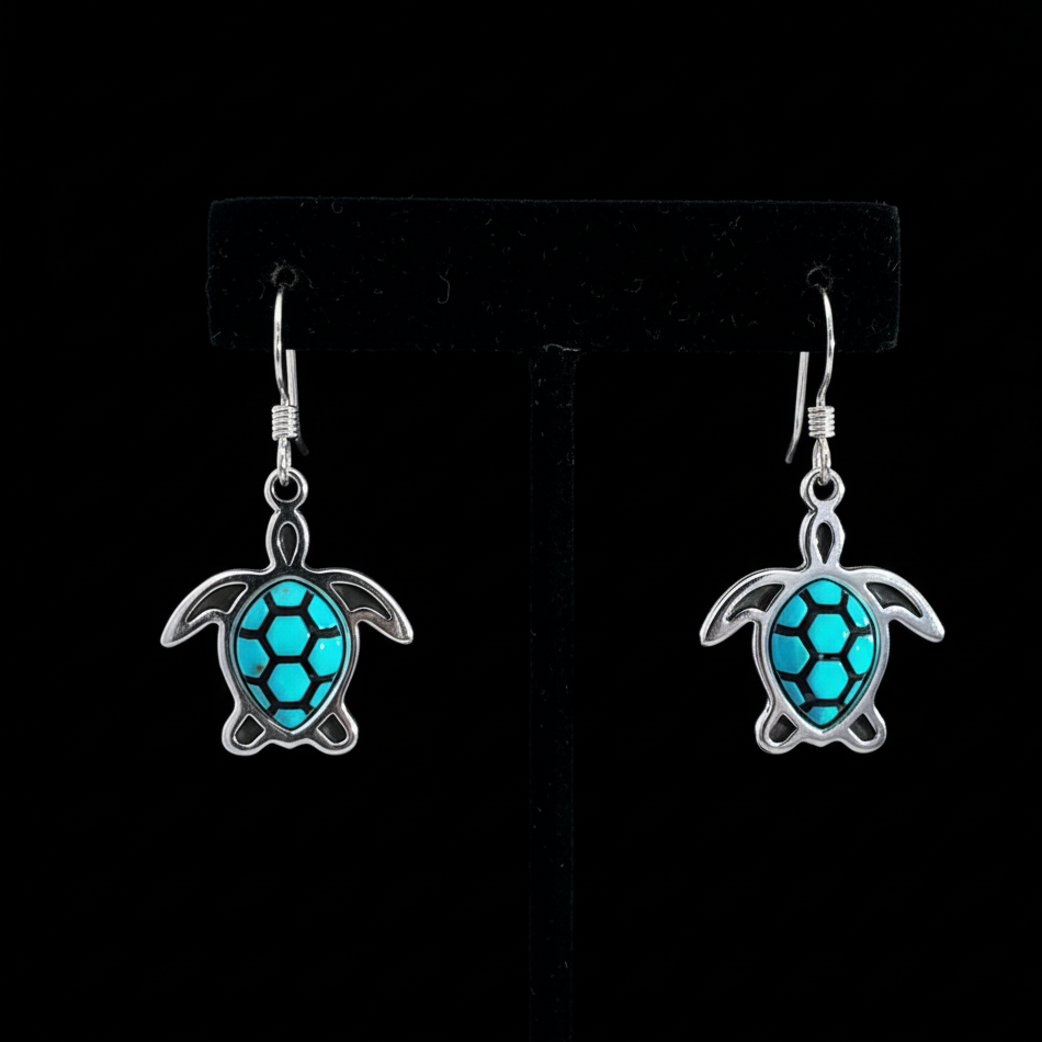 Sterling Silver Turquoise Sea Turtle Earrings