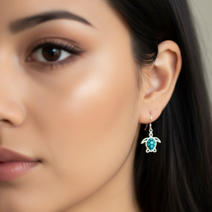 Sterling Silver Turquoise Sea Turtle Earrings