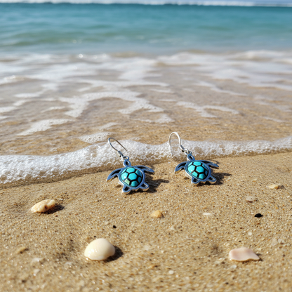 Sterling Silver Turquoise Sea Turtle Earrings
