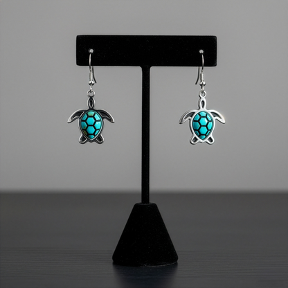 Sterling Silver Turquoise Sea Turtle Earrings