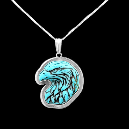 Sterling Silver Turquoise Eagle Pendant Necklace